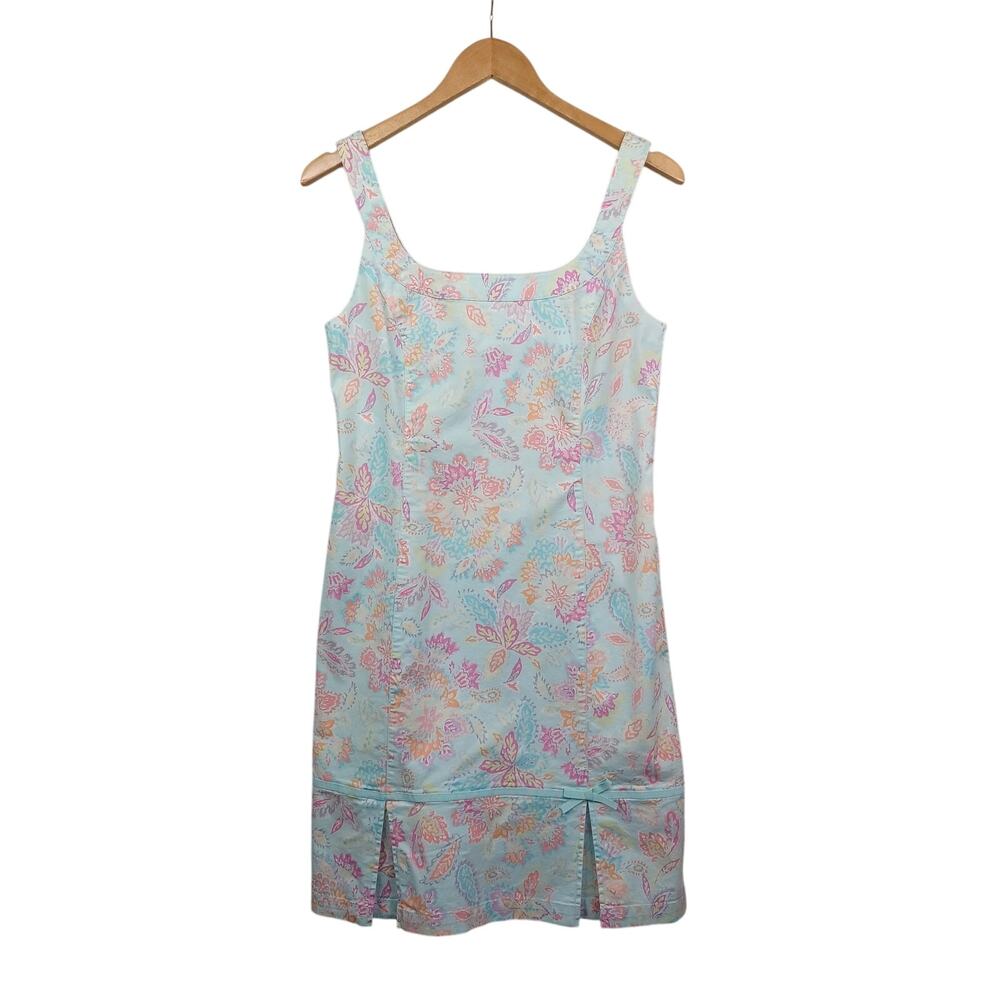 Sigrid‎ Olsen Sport Dress Women's Size 8 Vintage Floral Shift Blue Tank Beach